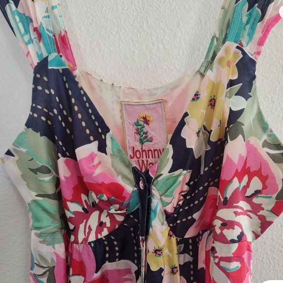 JOHNNY WAS Dress Women
Medium Maxi 100% Silk Floral
Sleeveless Belt Tiered - Picture 8 of 9
